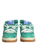 Chaussures basses en daim vert Dolce & Gabbana New Roma, sneakers low top élégants pour homme.