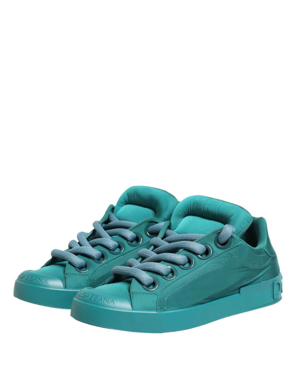 Chaussures basses Dolce & Gabbana Portofino pour homme en teal, baskets de sport élégantes avec semelle blanche.