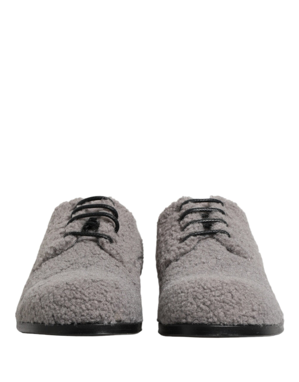 Chaussures Derby en molleton gris Dolce & Gabbana pour homme, lacets, style élégant et confortable, vue de face.