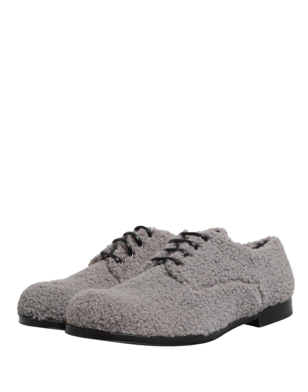 Chaussures Derby pour homme Dolce & Gabbana en molleton gris avec lacets, style élégant et décontracté.