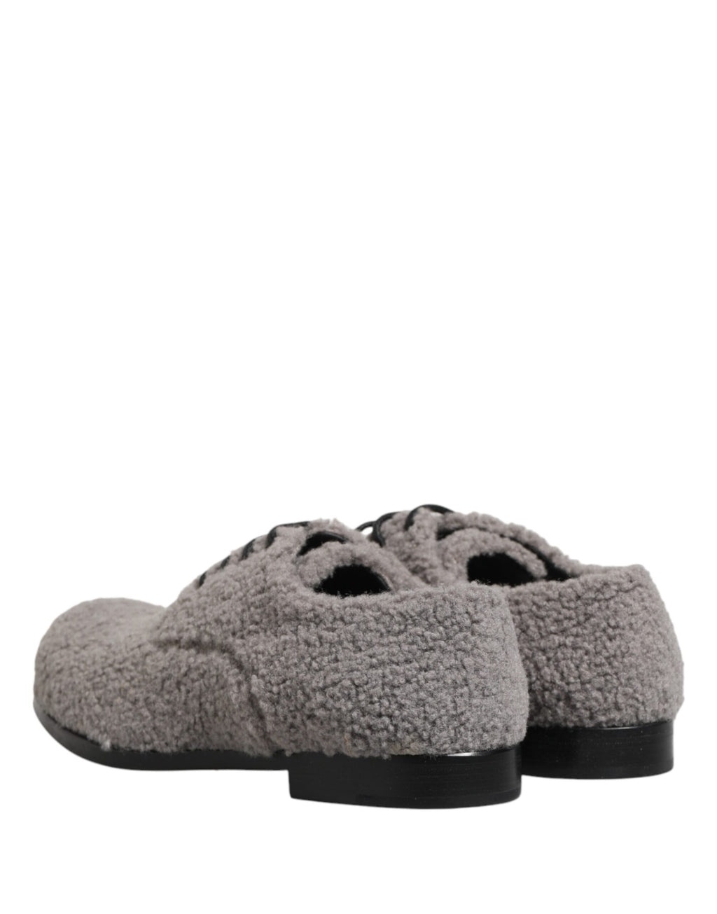 Chaussures Derby pour homme Dolce & Gabbana en molleton gris avec laçage, style élégant et confortable.