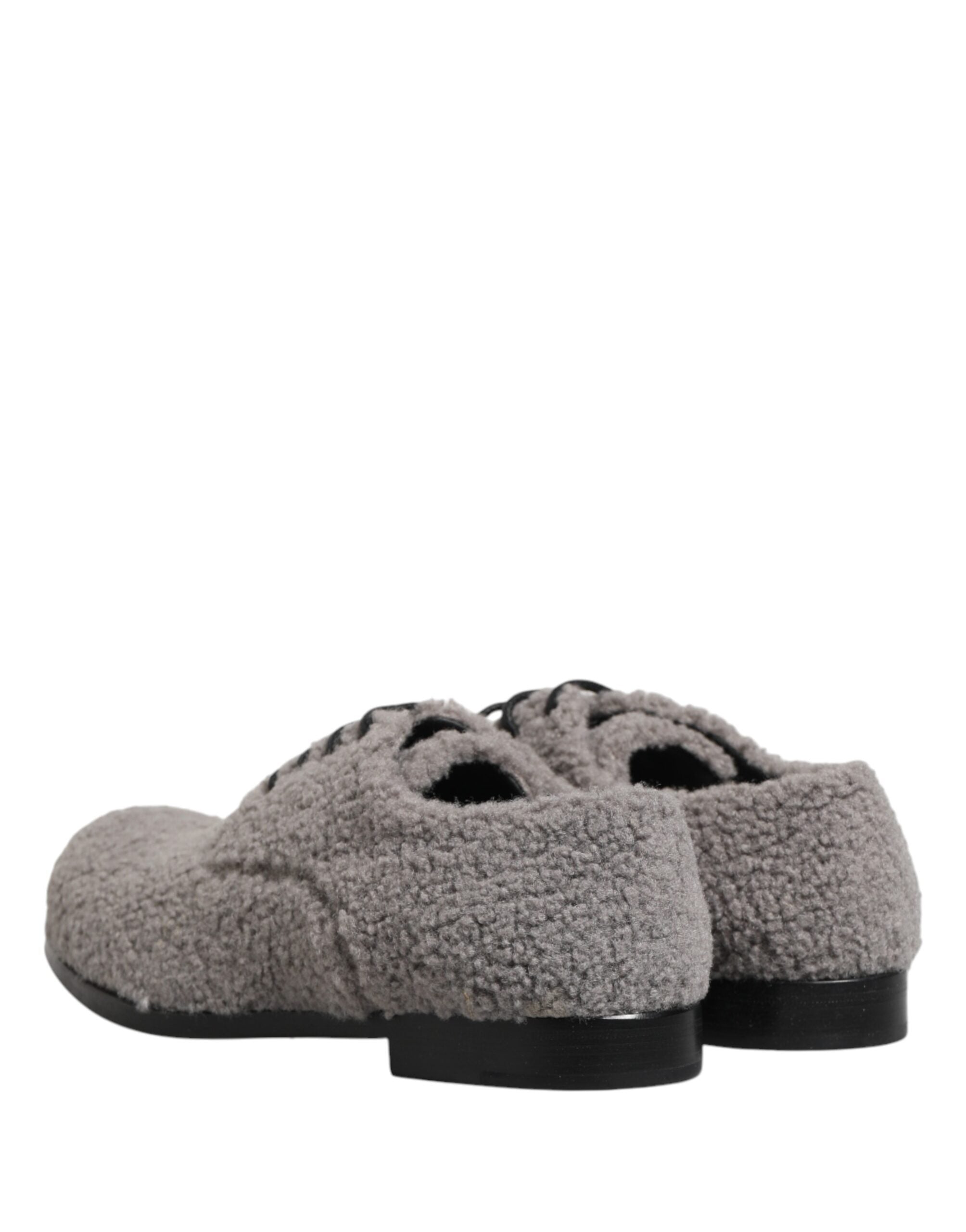 Chaussures Derby pour homme Dolce & Gabbana en molleton gris avec laçage, style élégant et confortable.