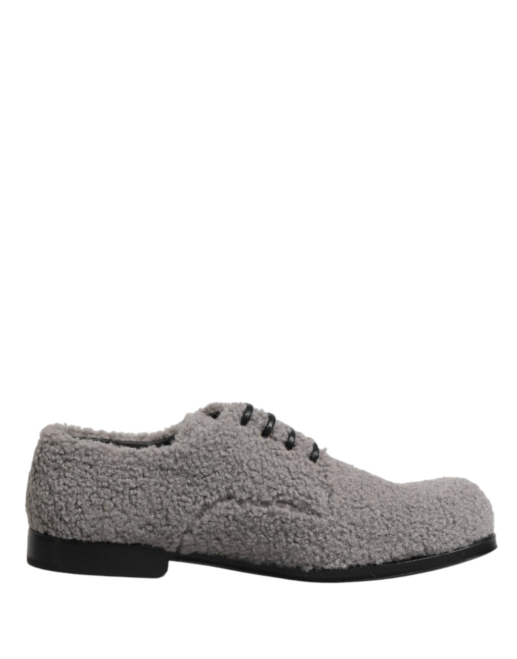 Chaussures homme Derby Dolce & Gabbana en molleton gris avec laçage, élégantes et sophistiquées.