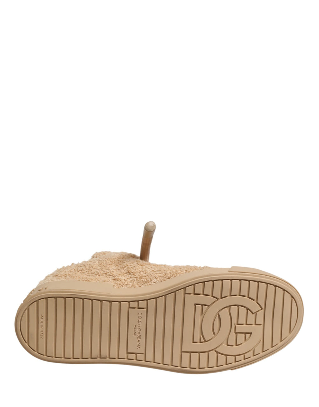 Chaussures Dolce & Gabbana sneakers basses beige en fausse fourrure synthétique, style décontracté et confortable
