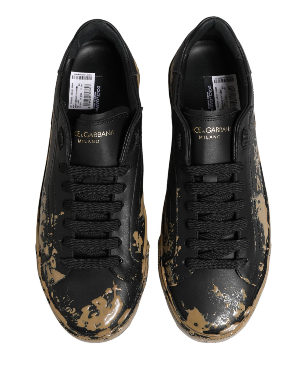 Chaussures sneakers basses Dolce & Gabbana Portofino en effet boue noir, style décontracté et tendance pour homme.