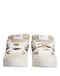 Chaussures sneakers basses Dolce & Gabbana en fausse shearling blanc et beige, style décontracté et tendance.