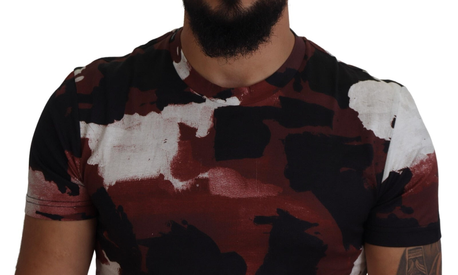 T-shirt à col rond en coton tie-dye multicolore de Dolce & Gabbana, style décontracté avec motif coloré.