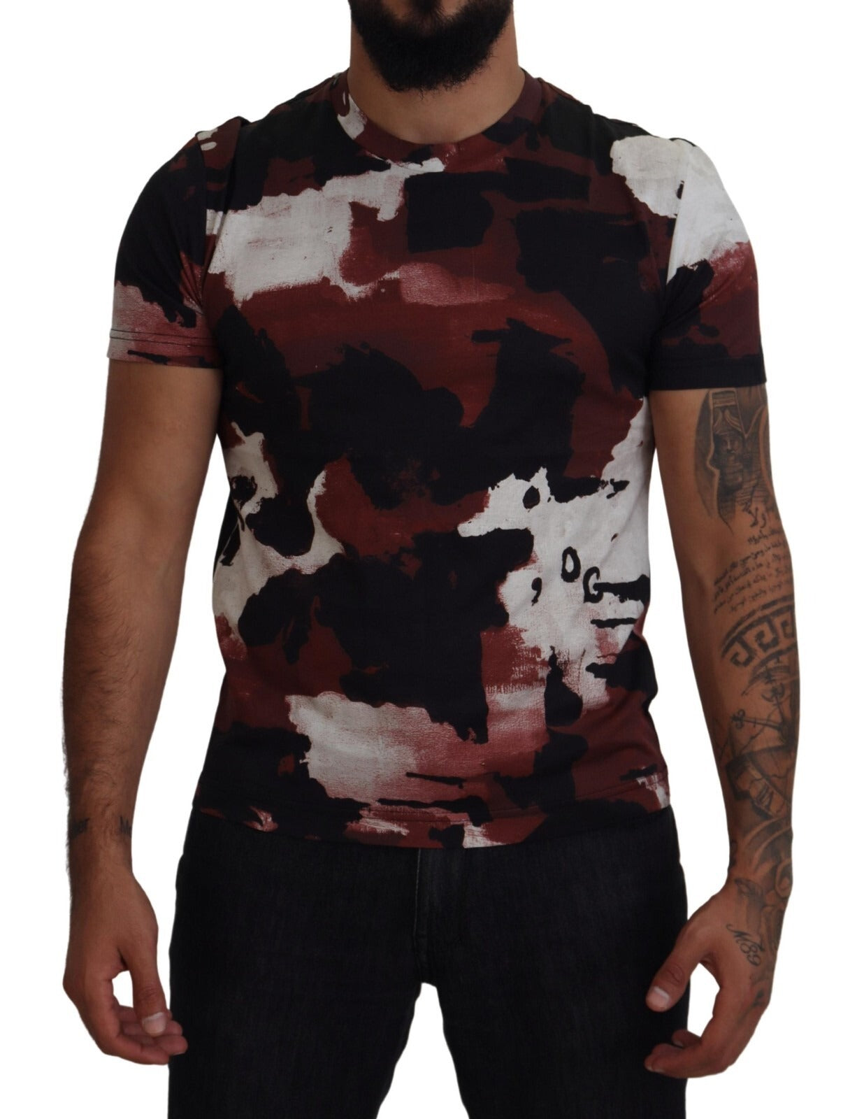 T-shirt en coton à col rond Dolce & Gabbana, coloris multicolore tie-dye avec motif original.