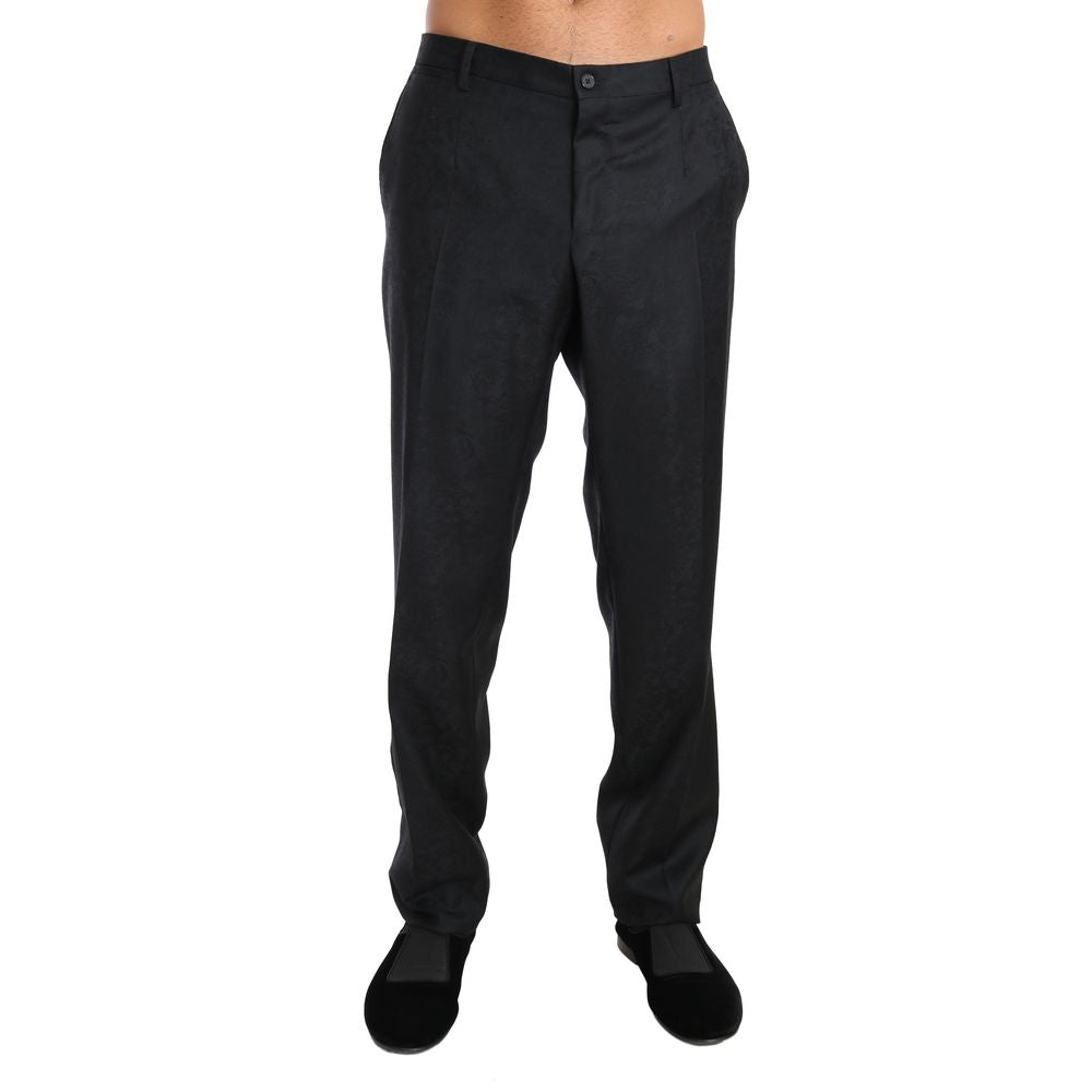 Pantalon en coton gris Dolce & Gabbana pour femme, coupe élégante et tissu doux, idéal pour un look chic et sophistiqué.