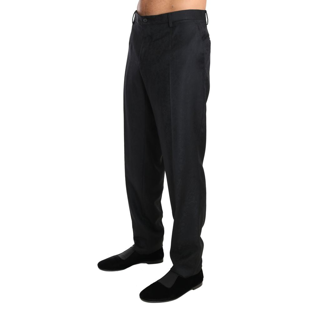 Pantalons de costume en coton gris Dolce & Gabbana pour homme, coupe classique et tissu confortable.