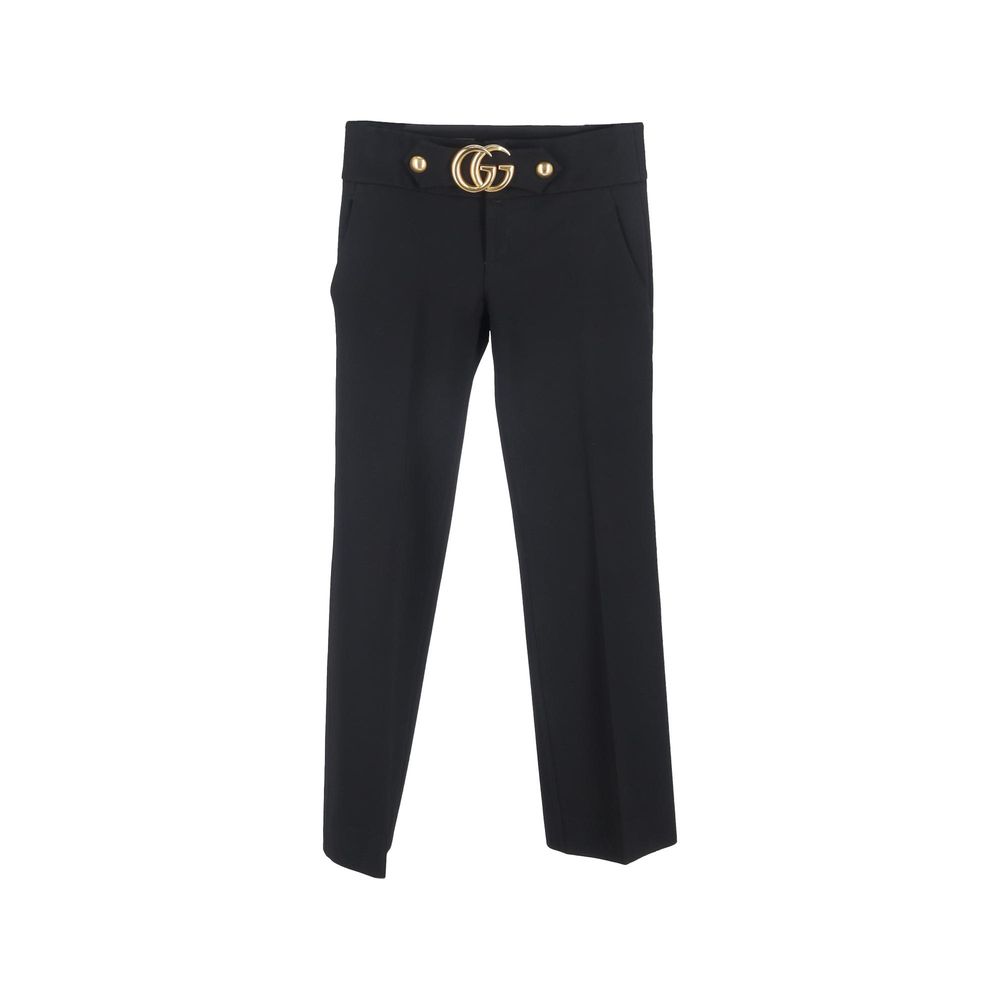 Pantalon noir en viscose de Gucci, pantalon élégant pour femme, avec coupe ajustée et finition soignée, prêt à être porté.