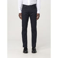 Pantalon décontracté en coton bleu de la marque Emporio Armani, vue de face, avec coupe moderne et détails élégants.