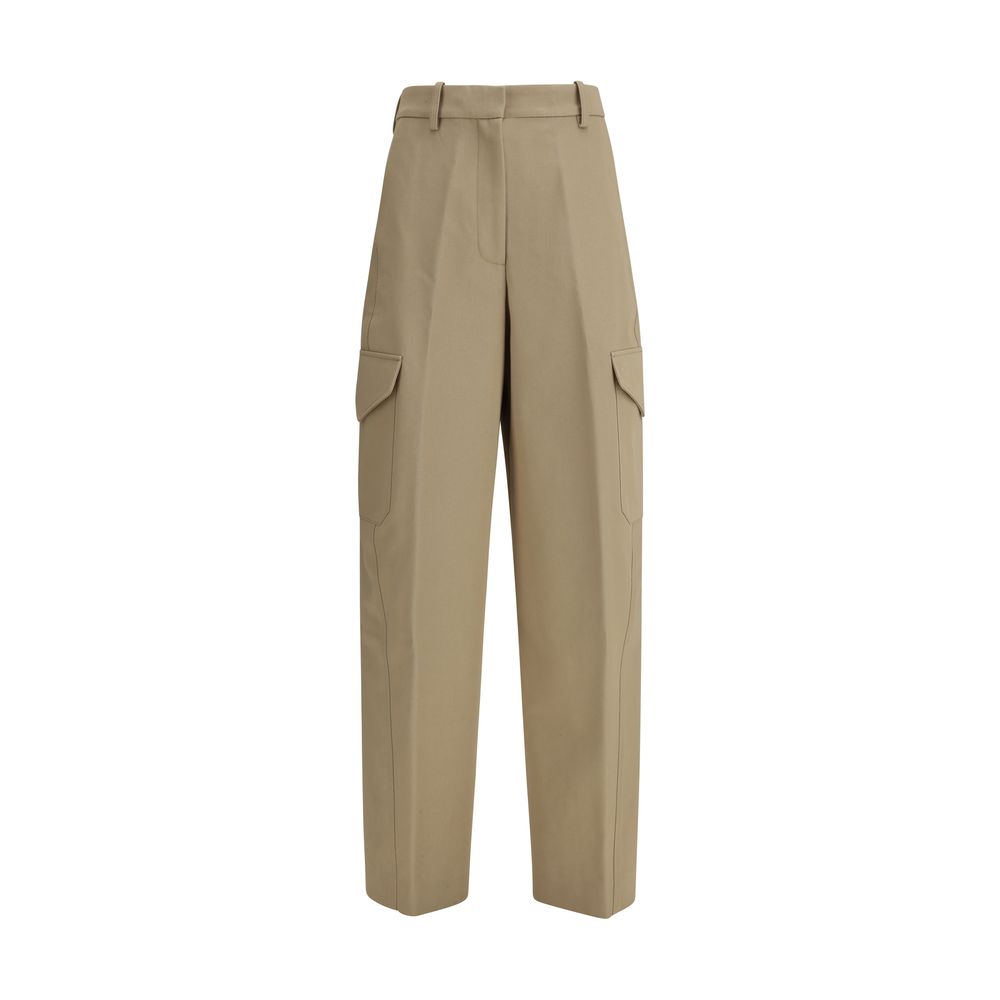 Pantalon cargo beige en coton de Givenchy, style décontracté avec poches latérales, vue frontale.
