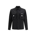Veste noire en polyamide recyclé Prada, style élégant et écologique, avec fermeture à glissière et col montant.