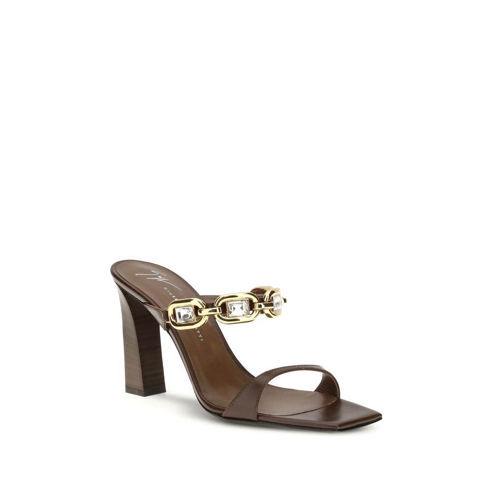 Sandales en cuir de veau marron Bos Taurus de Giuseppe Zanotti, avec design élégant et finition raffinée.