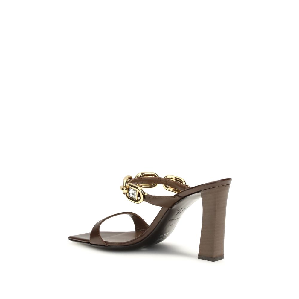 Sandales en cuir de veau marron Giuseppe Zanotti Bos Taurus, avec design élégant et détails sophistiqués.