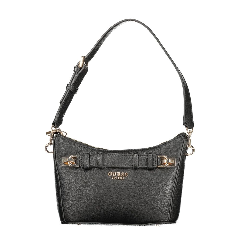 Sac à main noir en polyuréthane Guess Jeans pour femmes, élégant et tendance, avec détails modernes et finition soignée.