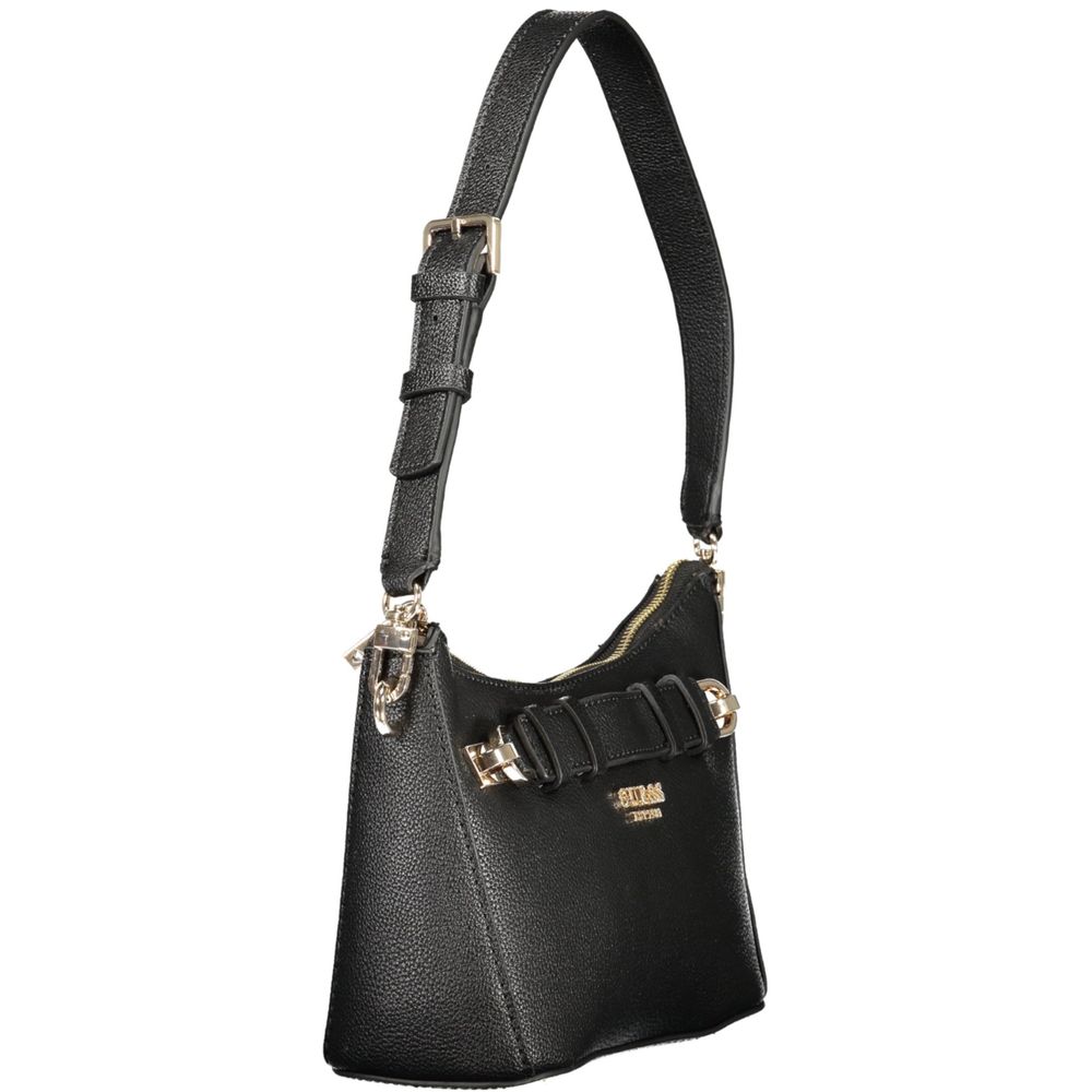 Sac à main Guess Jeans en polyuréthane noir pour femmes, avec design élégant et détails modernes.
