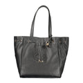 Sac à main Guess Jeans en cuir synthétique noir pour femmes, style poliuretane, avec détails modernes.