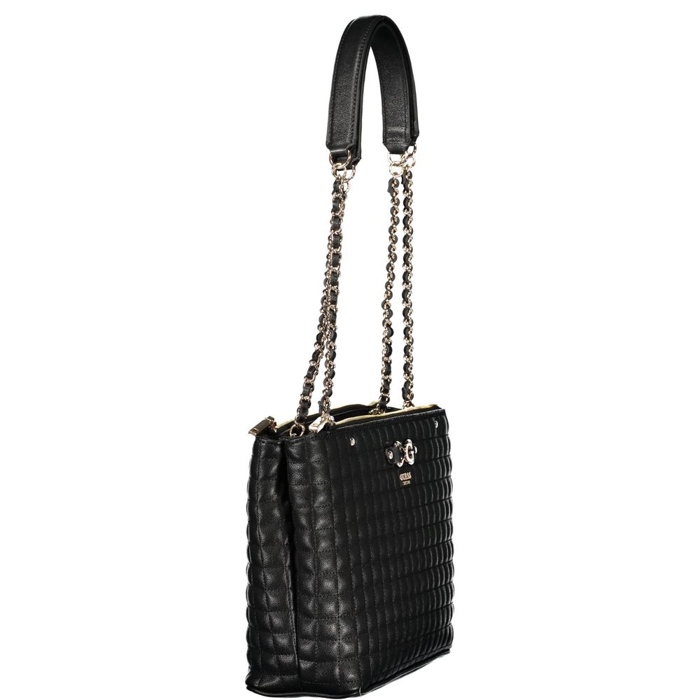Sac à main Guess Jeans noir en polyuréthane pour femmes, avec design élégant et détails modernes.