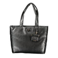 Sac à main noir en polyuréthane Guess Jeans pour femmes, style élégant et moderne, avec poignées et détails tendance.