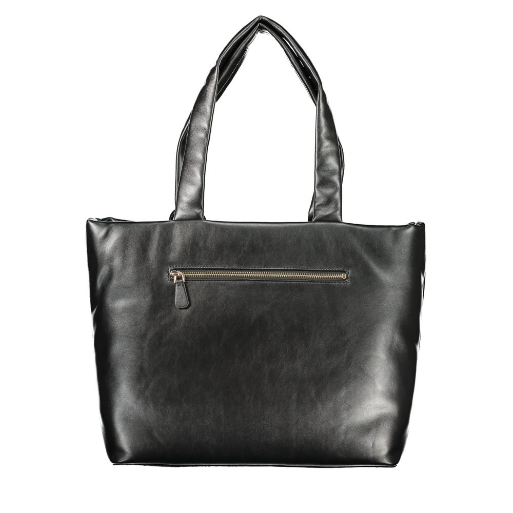 Sac à main Guess Jeans en polyuréthane noir pour femmes, élégant et tendance, avec poignées et détails modernes.