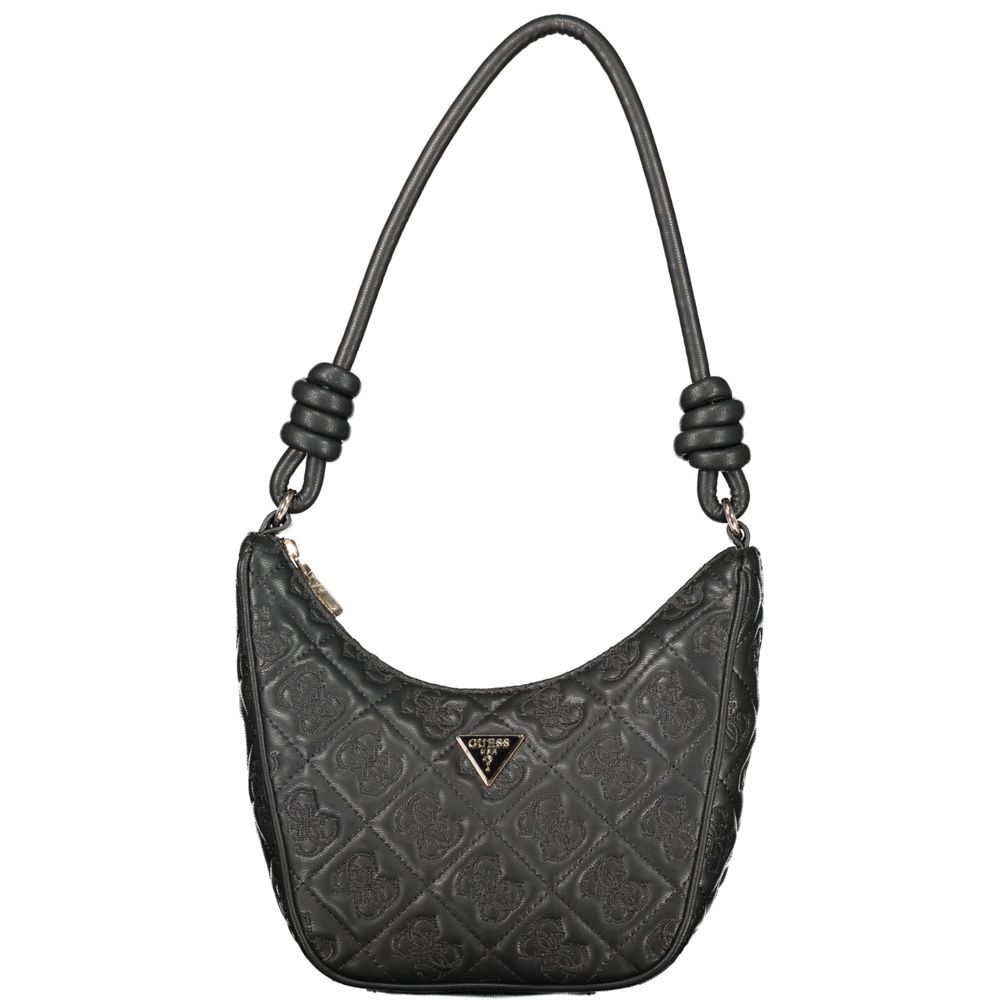 Sac à main Guess Jeans en polyuréthane noir pour femmes, avec poignées et design élégant.