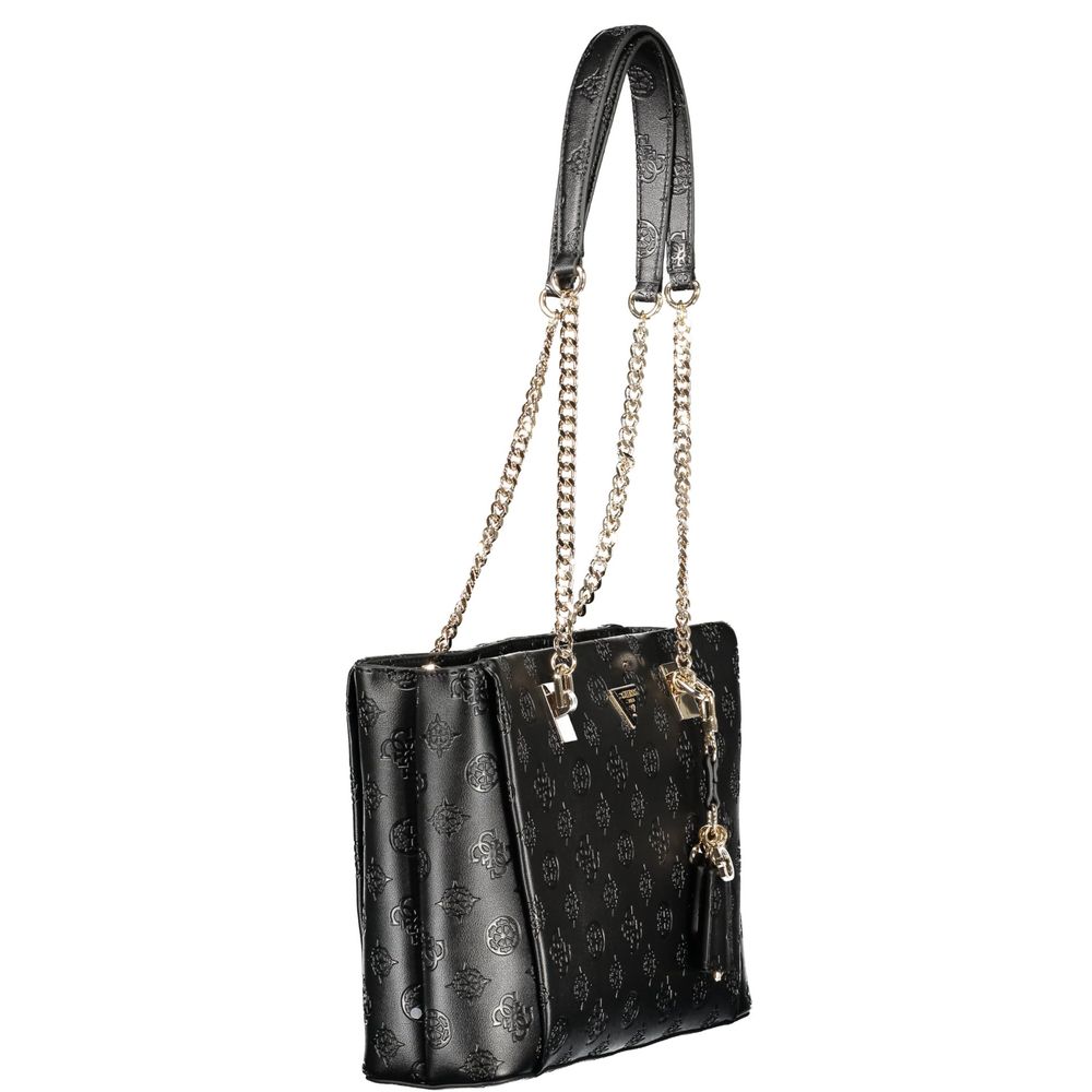 Sac à main Guess Jeans en polyuréthane noir pour femmes, élégant et tendance avec détails modernes.