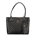 Sac à main pour femmes Guess Jeans en polyuréthane noir, élégant et tendance, avec détails modernes et finition soignée.