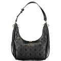 Sac à main Guess Jeans en polyuréthane noir pour femmes, avec poignées et détails élégants.