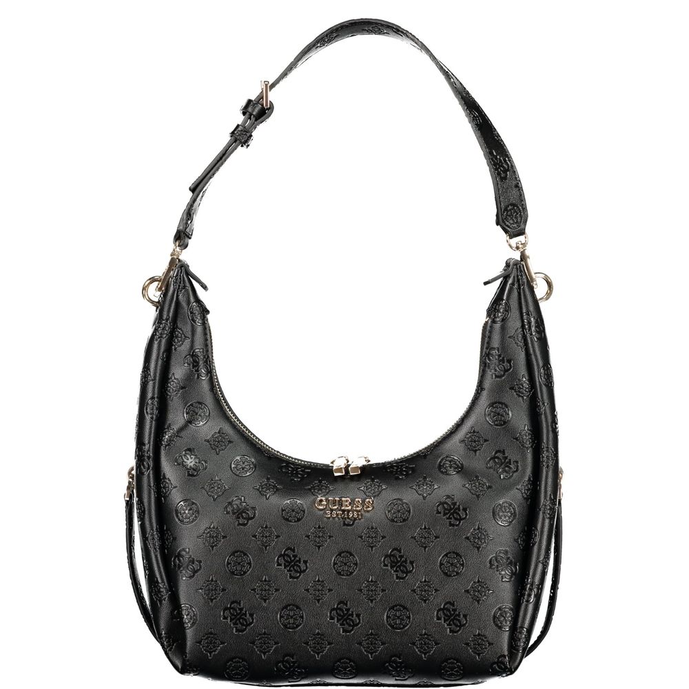 Sac à main Guess Jeans en polyuréthane noir pour femmes, avec poignées et détails élégants.