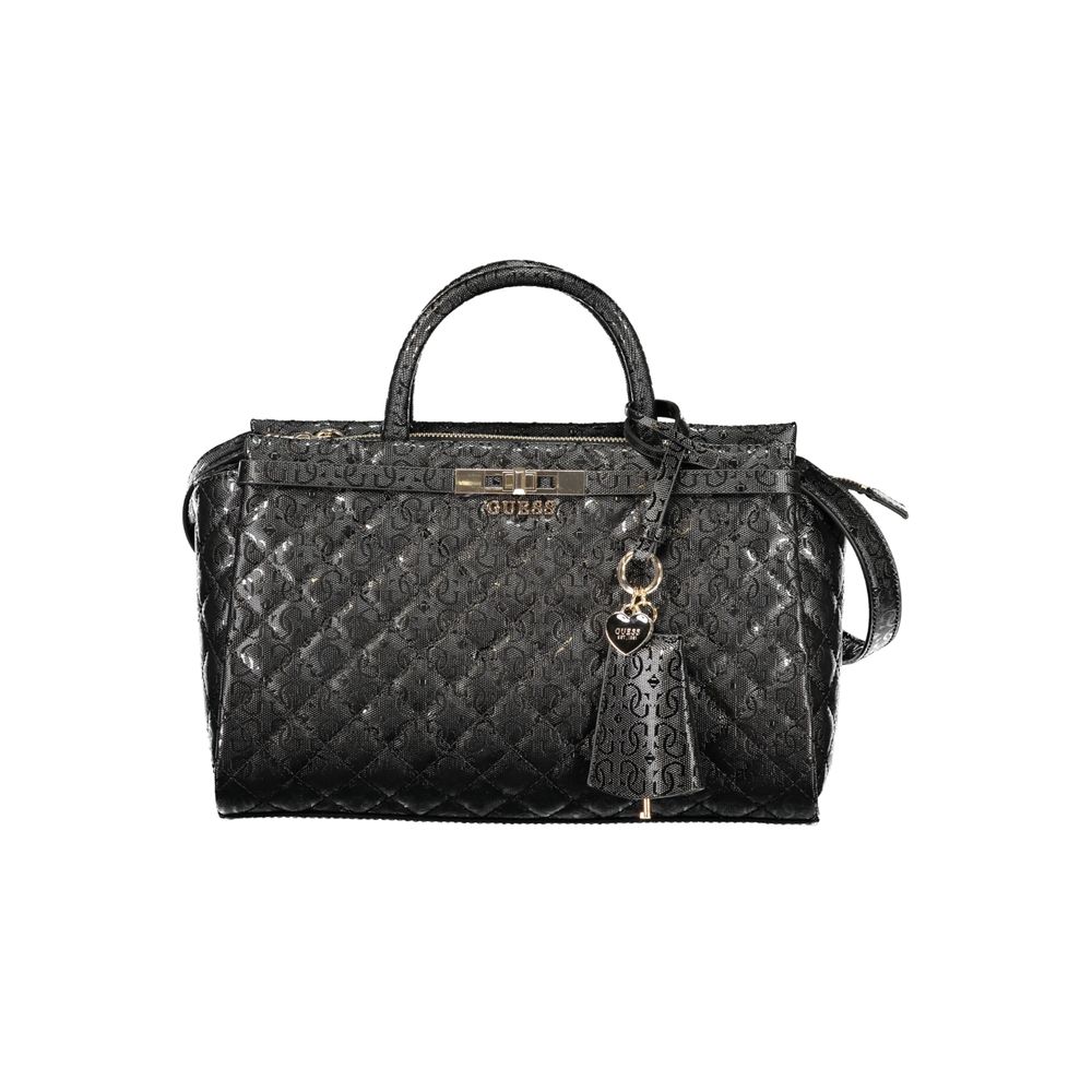 Sac à main Guess Jeans en polyuréthane noir pour femmes, avec design élégant et détails modernes.