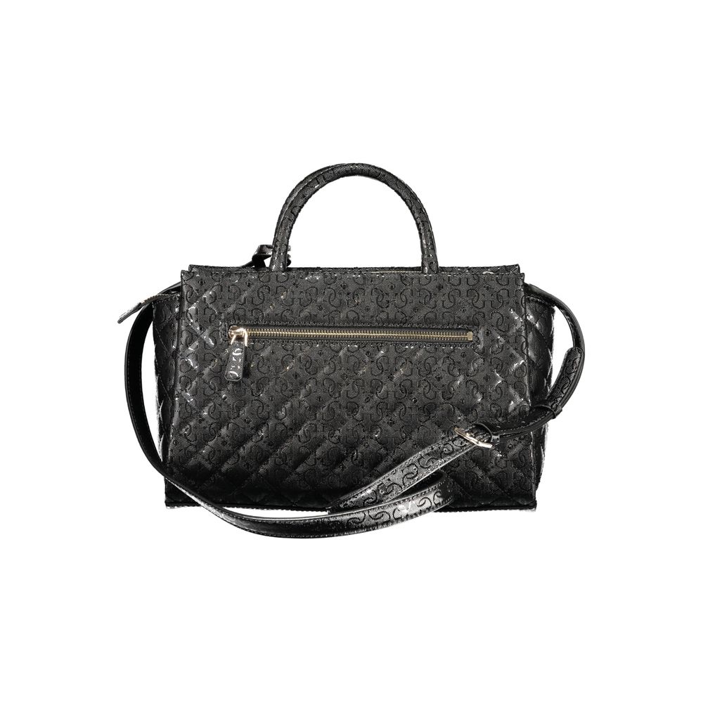 Sac à main Guess Jeans en polyuréthane noir pour femmes, avec poches et poignées élégantes, mode et pratique pour toutes occasions.