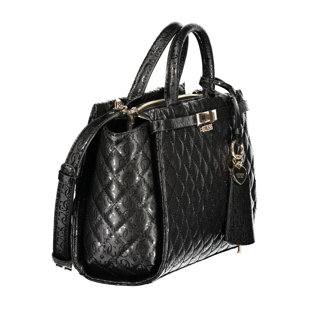Sac à main pour femmes Guess Jeans en polyuréthane noir, style élégant et moderne, avec poignées et détails tendance.