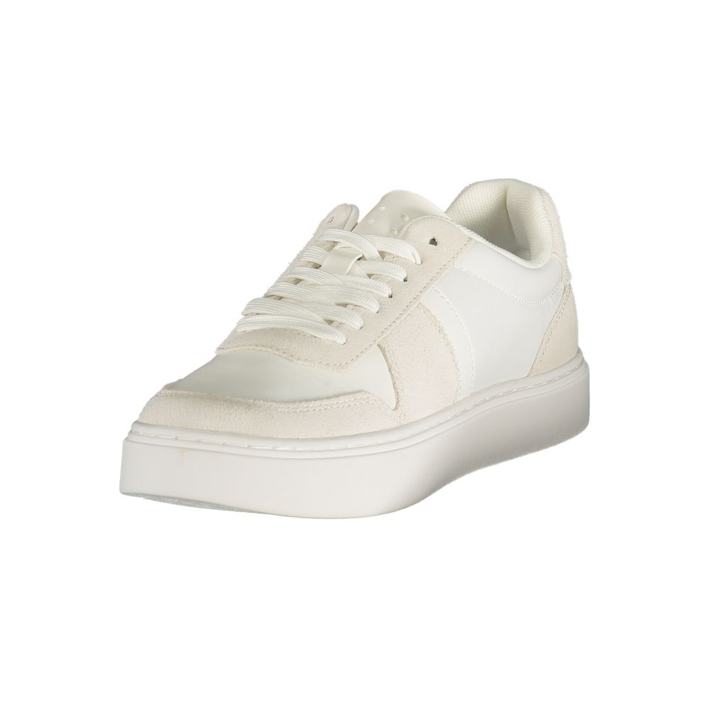 Chaussures de sport pour homme Calvin Klein en polyester blanc, baskets modernes et confortables.