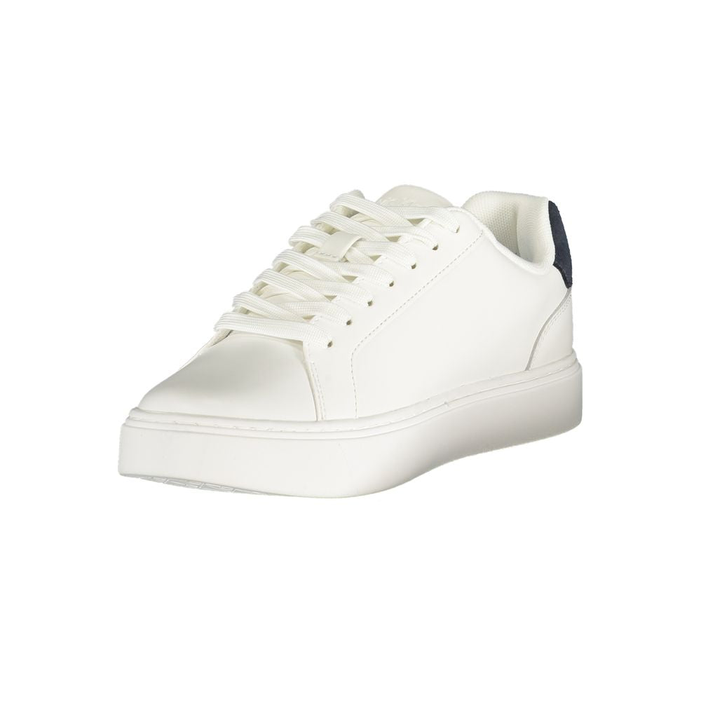 Sneakers en polyuréthane blanc pour homme de la marque Calvin Klein, vue de côté, détails modernes et design élégant.