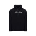 Sweat-shirt en coton noir de la marque Burberry, avec logo discret visible sur la poitrine, porté par un mannequin.
