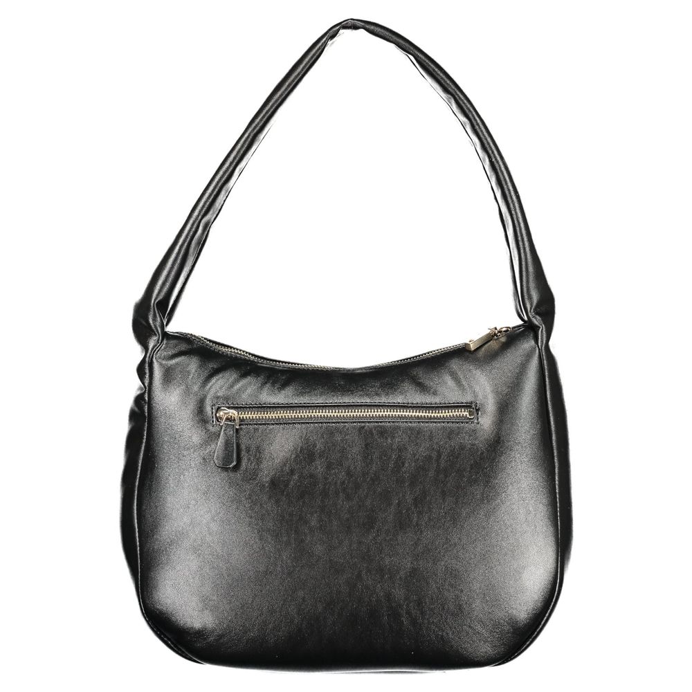 Sac à main noir en polyuréthane Guess Jeans pour femmes, élégant et moderne, avec fermeture et détails stylés visibles sur l'image.
