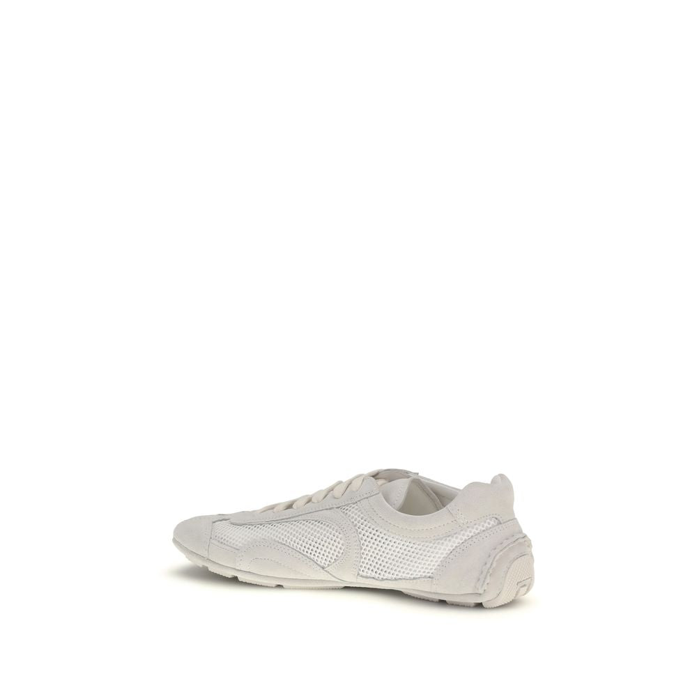Sneakers basses en tissu blanc de Prada, chaussures décontractées à la mode pour hommes et femmes.