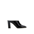 Mules en cuir de veau noir Prada, élégantes et confortables, avec une semelle en cuir et un design épuré.