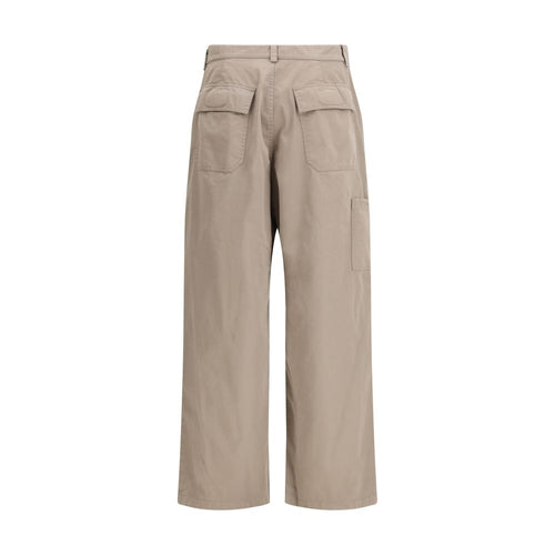 Pantalon décontracté beige en coton de la marque Balenciaga, vue de face, tissu léger et design élégant.