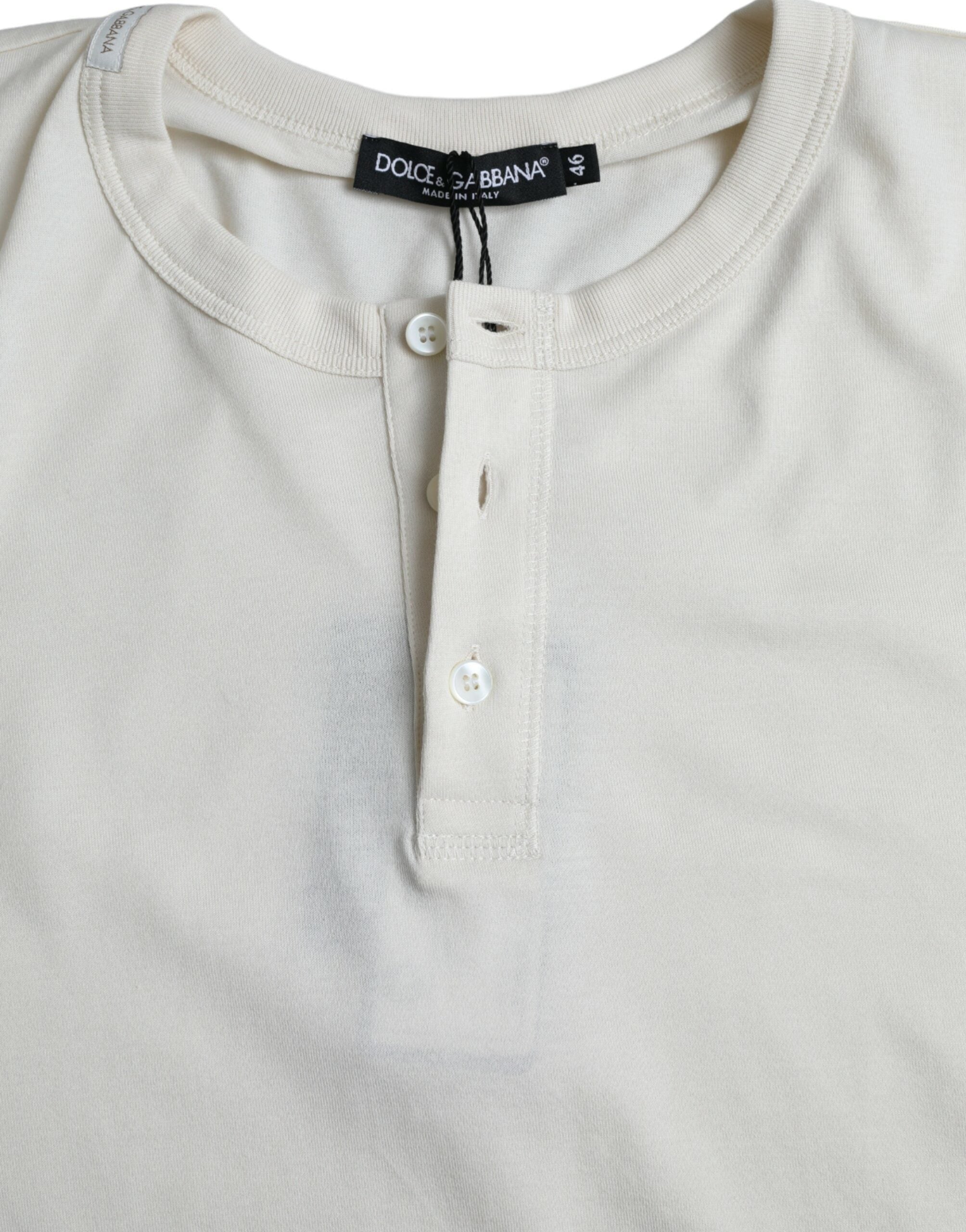 T-shirt blanc en coton à manches longues de Dolce & Gabbana, style élégant et classique pour homme.