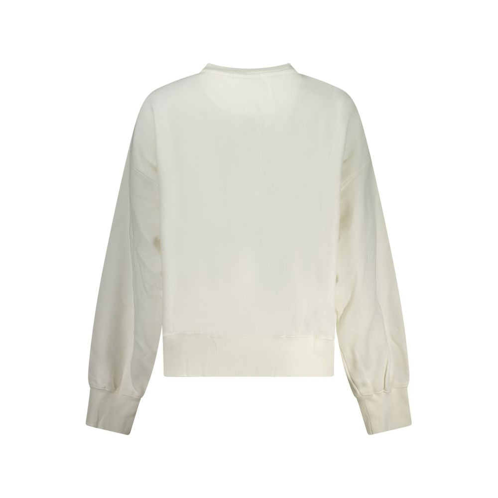 Sweat-shirt blanc en coton pour femmes de Pepe Jeans, avec logo discret, porté par une mannequin.