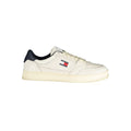 Chaussures sneakers en cuir blanc pour homme de la marque Tommy Hilfiger, vue de côté.