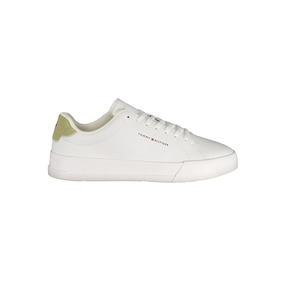 Sneakers pour homme Tommy Hilfiger Bianco en polyuréthane, style décontracté avec semelle blanche et design moderne.