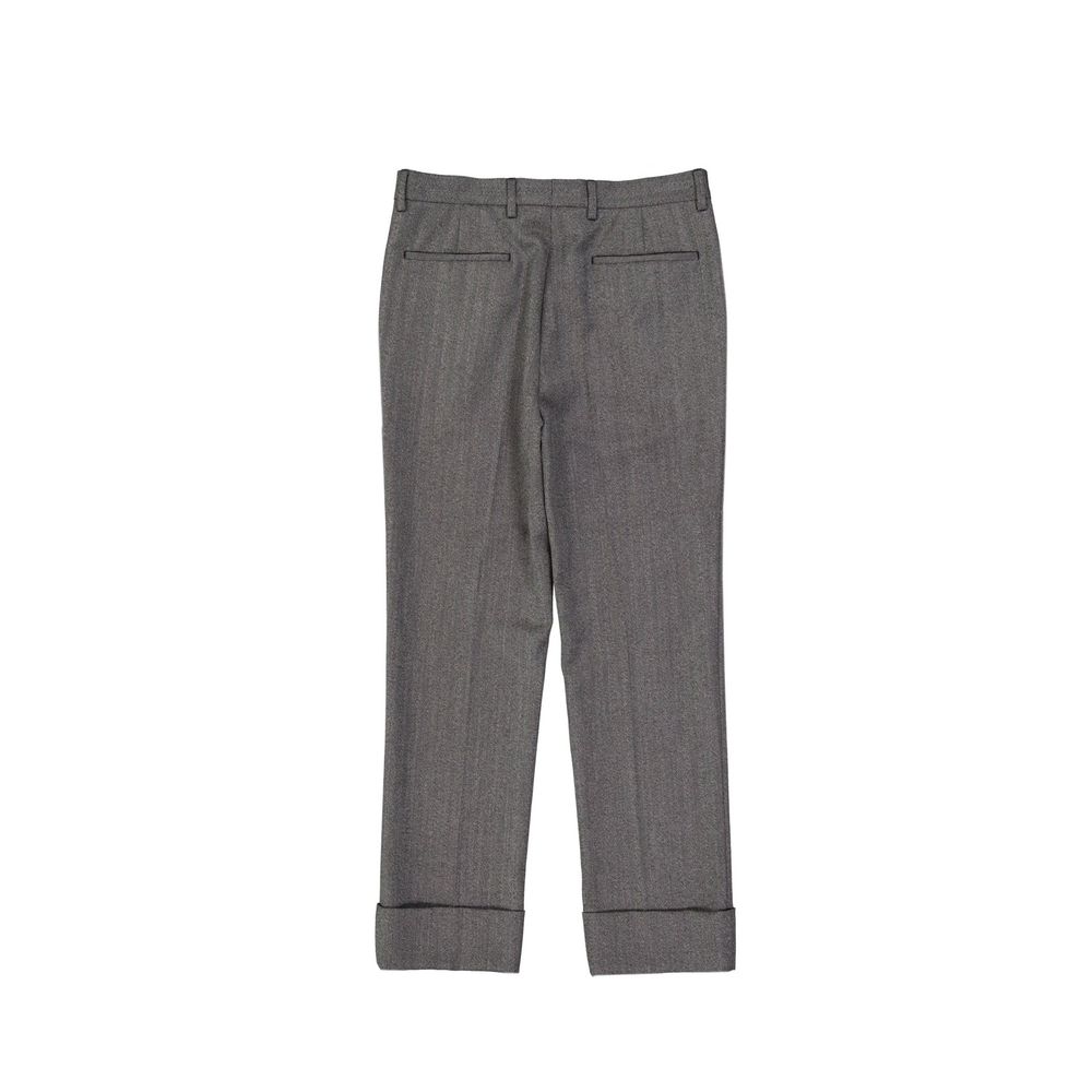 Pantalon décontracté gris en laine Prada pour homme, coupe confortable et élégante, parfait pour un style casual sophistiqué.