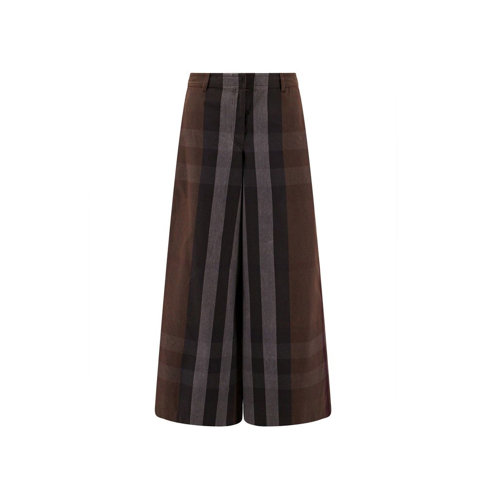 Pantalon décontracté en coton marron Burberry, style casual, avec coupe droite et détails élégants.
