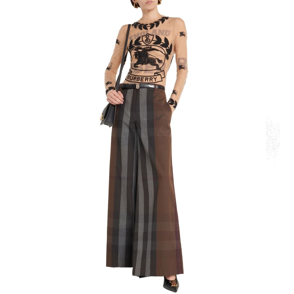 Pantalons décontractés en coton marron de la marque Burberry, coupe confortable et style élégant.