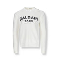 Sweat-shirt blanc en coton de la marque Balmain, vue de face, avec logo discret sur la poitrine.