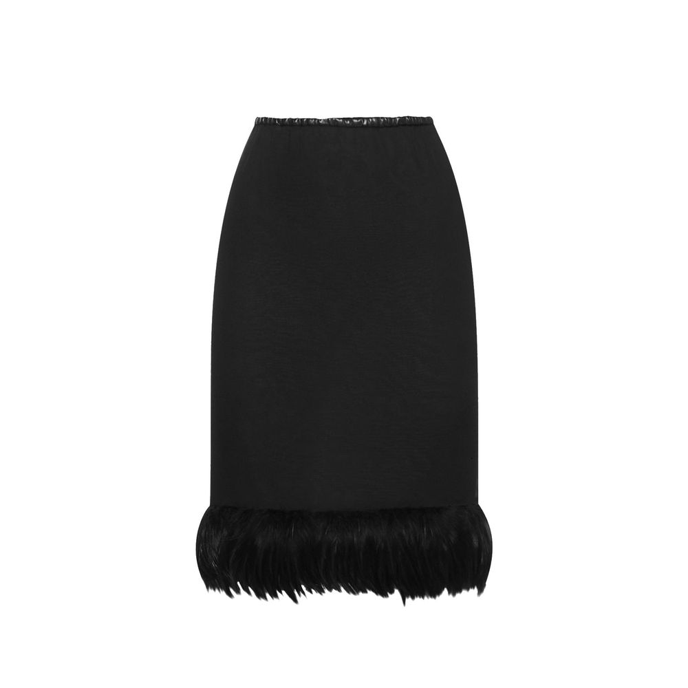 jupe midi en soie noire de Saint Laurent, élégante et fluide, affichée sur un mannequin avec un fond neutre